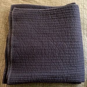 Navy Blue full size blanket with Green stitch detail